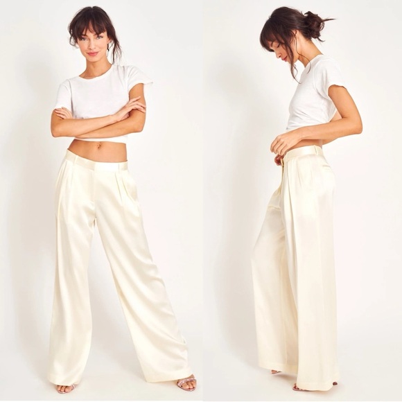 LoveShackFancy Emberlynn Silk Pant in Ivory